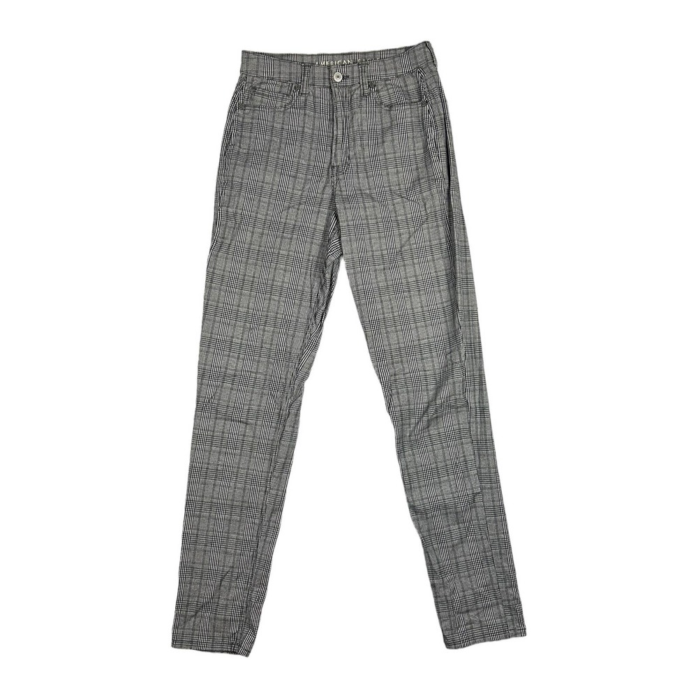 American Eagle Outfitters Gray Plaid High Rise Jeans
